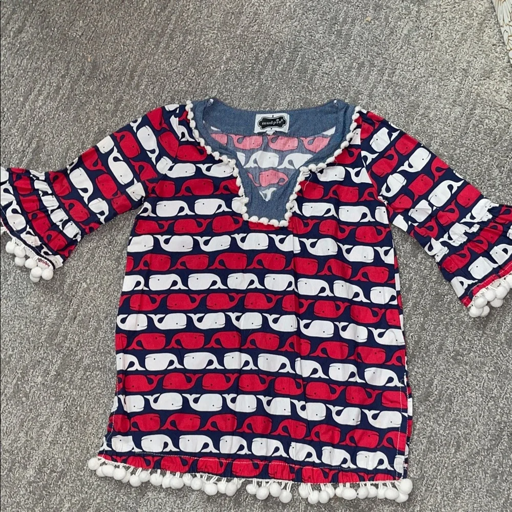 Mud Pie Red and White Whale Print dress - Picture 2 of 5